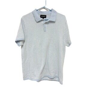 Bonobos Polo Sweater Stripe SS Casual Preppy Quiet Luxury Shirt Golf Sky Blue L